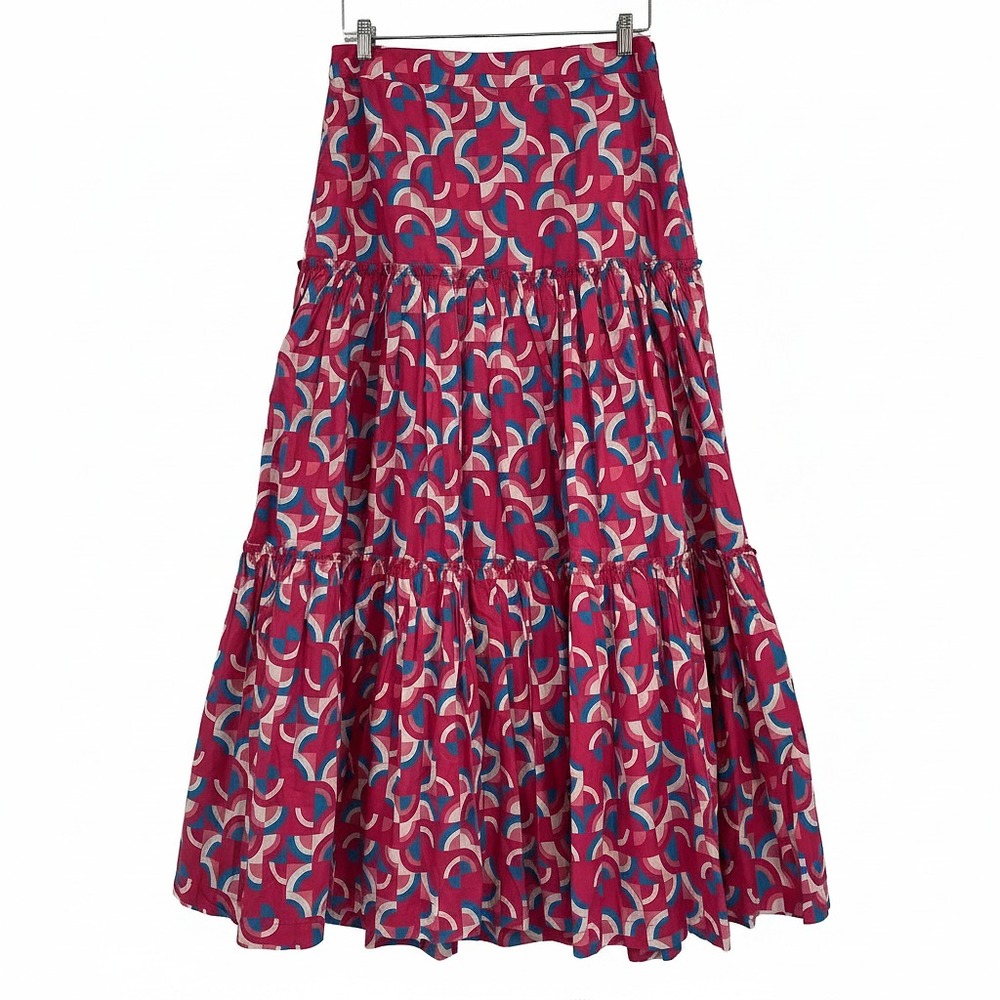 Sundance Pink Blue Patterned Cotton Maxi Skirt | Women’s M